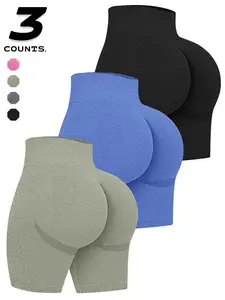 Women's High Waist Seamless Yoga Shorts, 3-Pack, Butt Lifting Fitness Shorts, Perfect for Sports Wear, Comfortable and Stylish, Athleisure Shorts