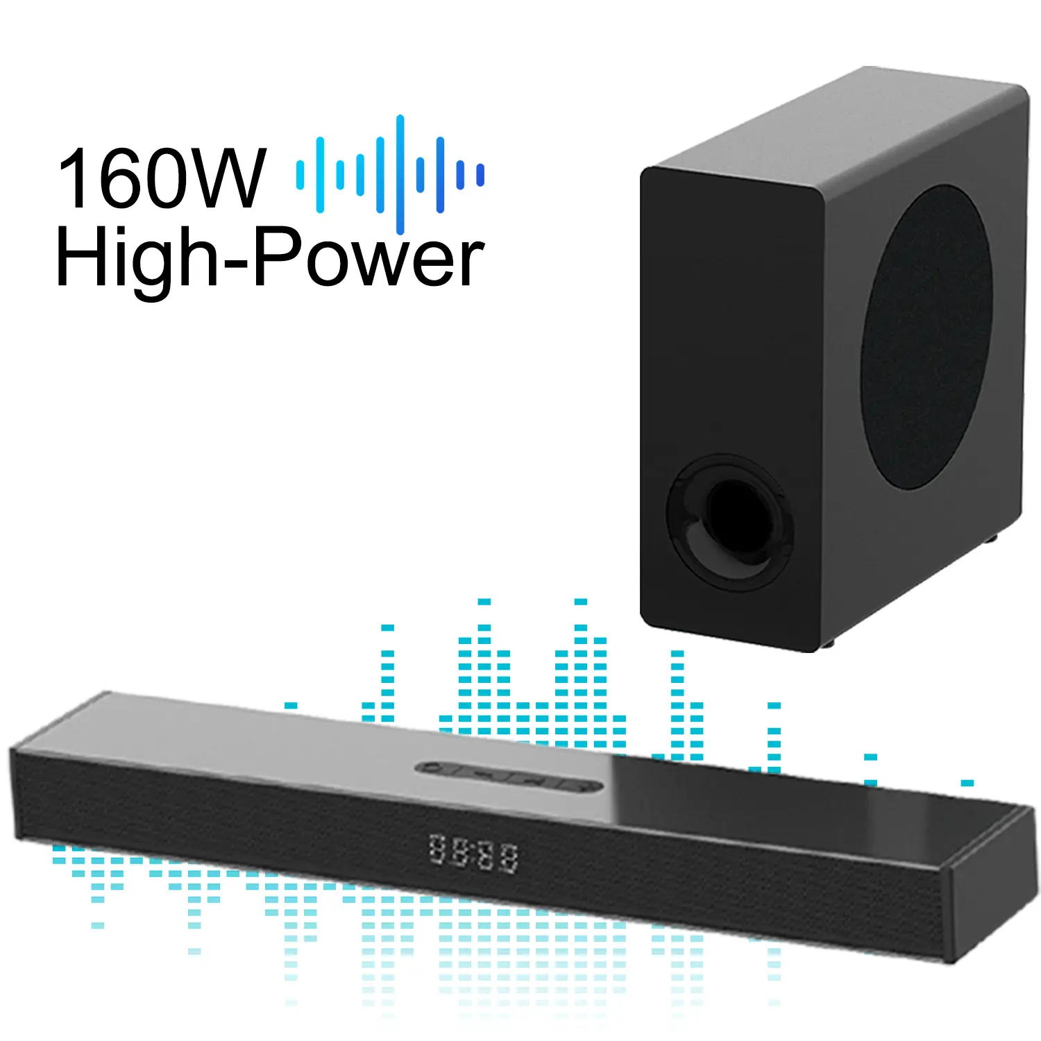 Sound Bar for Smart TV with Sub woofer,160W Peak Power Soundbar with Sub woofer, TV Sound Bar with Bass Boost, Home Theater Audio Sound Bars for TV Speakers, Ultra-Slim Series