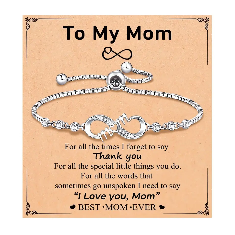 Tarsus Love Knot Mom Bracelet, Mom Mothers Day Birthday Christmas Jewelry Gifts for Mother Women