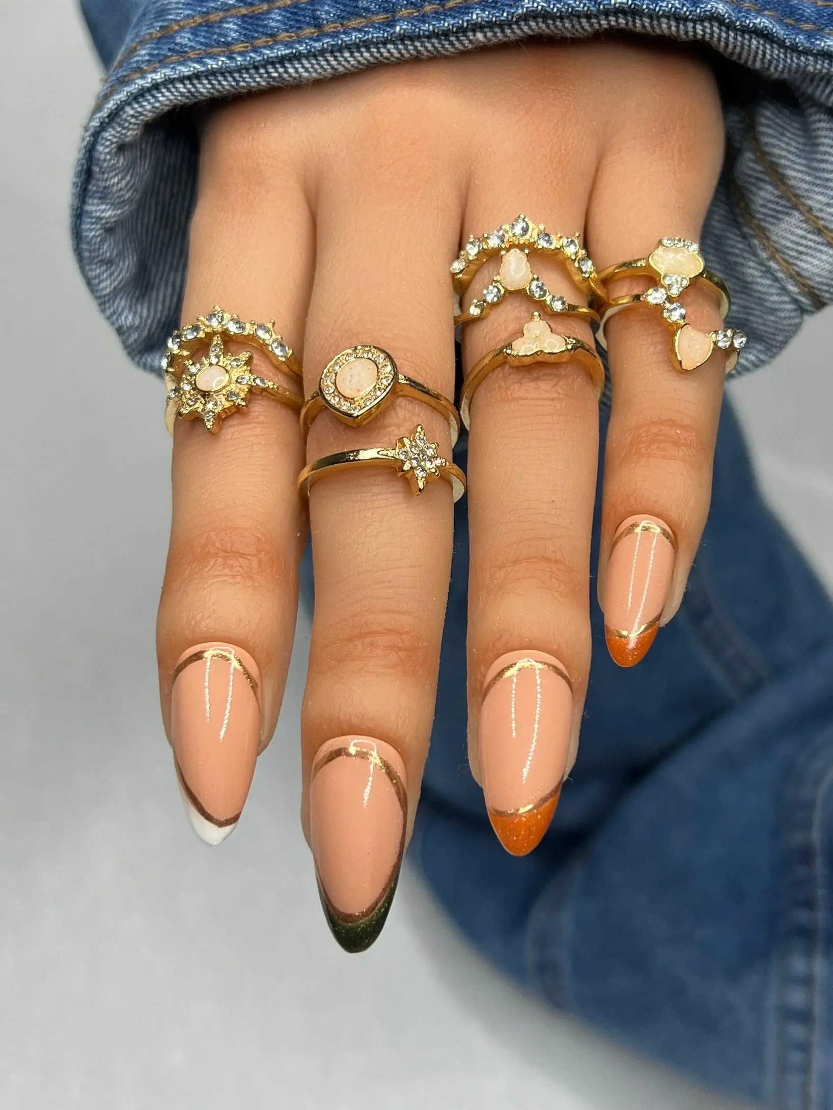 Multicolor Press On Nails with Gel Polish, Builder Gel and Glossy Top Coat - Includes Sizing Options and Application Kit