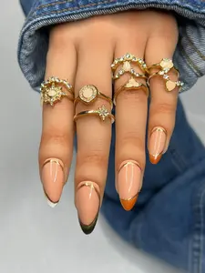 Multicolor Press On Nails with Gel Polish, Builder Gel and Glossy Top Coat - Includes Sizing Options and Application Kit