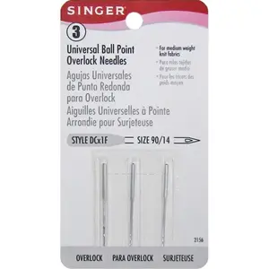 Singer 2156 Universal Ball Point Serger Overlock Sewing Machine Needles Size 90/14 Style DCx1F