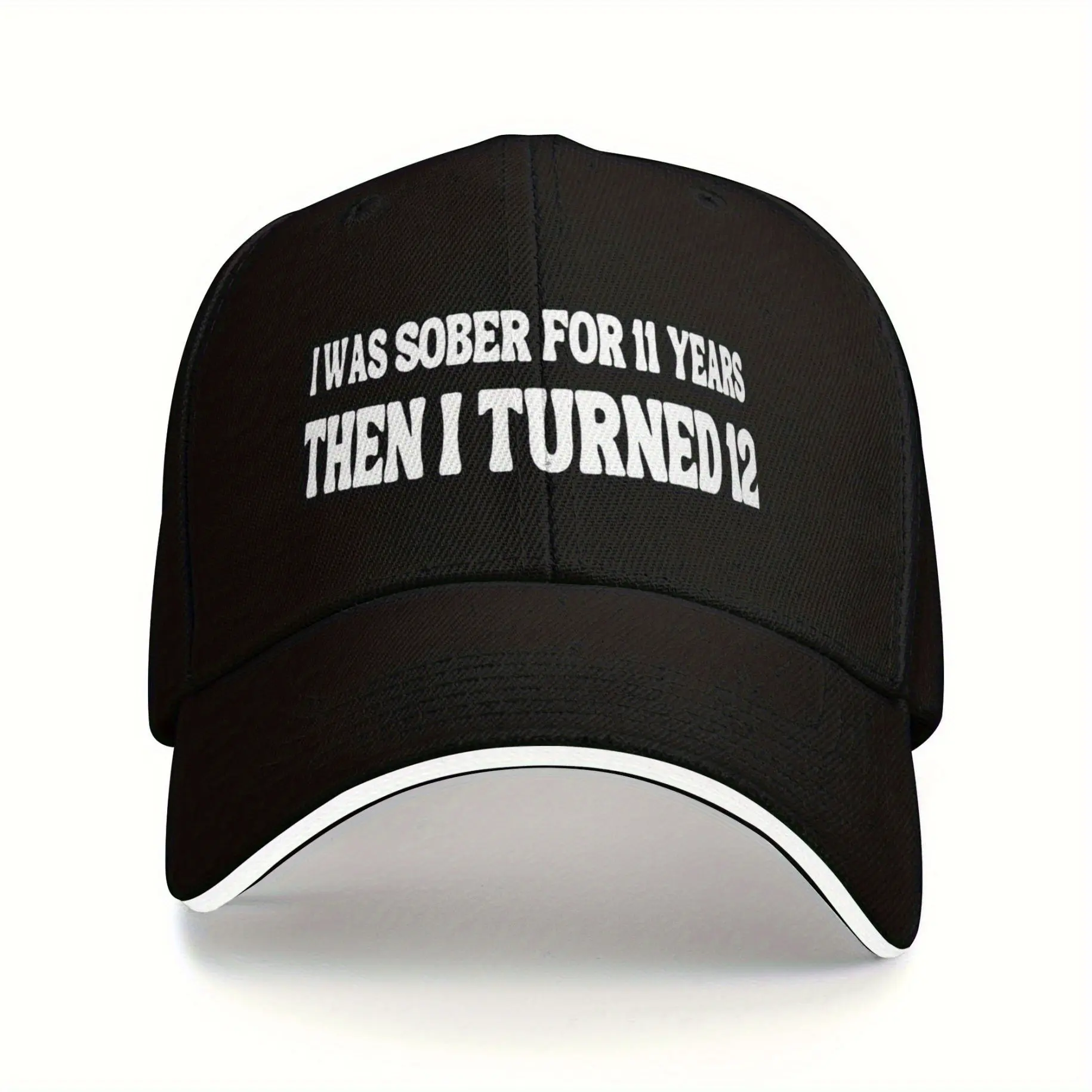 Funny Sobriety Quote Trucker Hat, Unisex Polyester Baseball Cap with Adjustable Fit, Wide Brim for Outdoor Sports and UV Protection, Beach, Fits Most Head Sizes