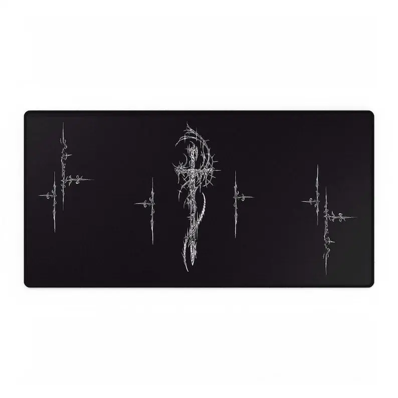 Desk Mats, Cybersigilism Sword Design - Gaming Desk Decor, Computer Desk Accessories, Office Desk Pad, Custom Desk Blotter, Game Room Decor