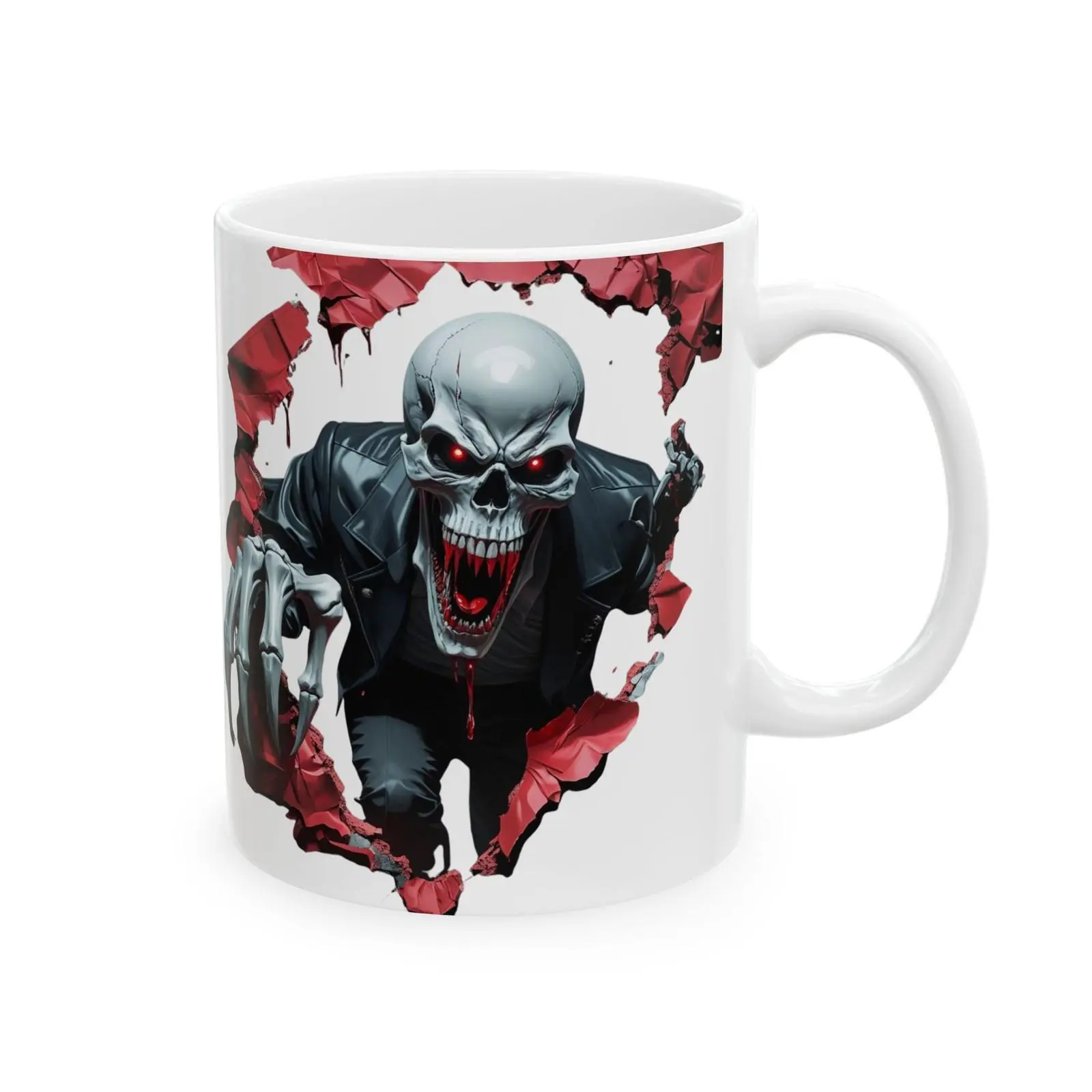 Halloween Vampire Coffee Mug, Spooky Gothic Gift, Scary Vampire Face Coffee