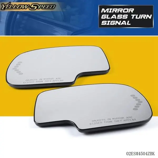 ALLGOOD 2-Piece Heated Mirror Glass Set with Integrated Chevron-Style Turn Signals, Backing Plate, Left & Right Fit for 2003-2007 Chevy Silverado 1500 Classic, 2003 GMC Sierra 1500 HD & Select Chevy/GMC/Cadillac Vehicles (2 x Heated Mirror)