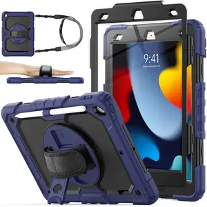 Stock Case for Lenovo Idea Tab M11 11 inch/Tab 10.1 2025/Tab Pro 12.7/Tab P12/K9 8.7 Tablet Models Rugged Cover with 360 Rotating Kickstand Shockproof Heavy Duty Case with Screen Protector Pencil Holder Rotating Stand Hand Strap Shoulder Strap