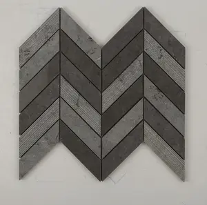 Milly Grey Chevron Limestone Mosaic Tile