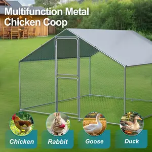 Chicken Coop Large Metal Chicken Run for 6/10 Chickens Poultry Cage with Waterproof Cover for Duck Walk-in Chicken Pen for Yard