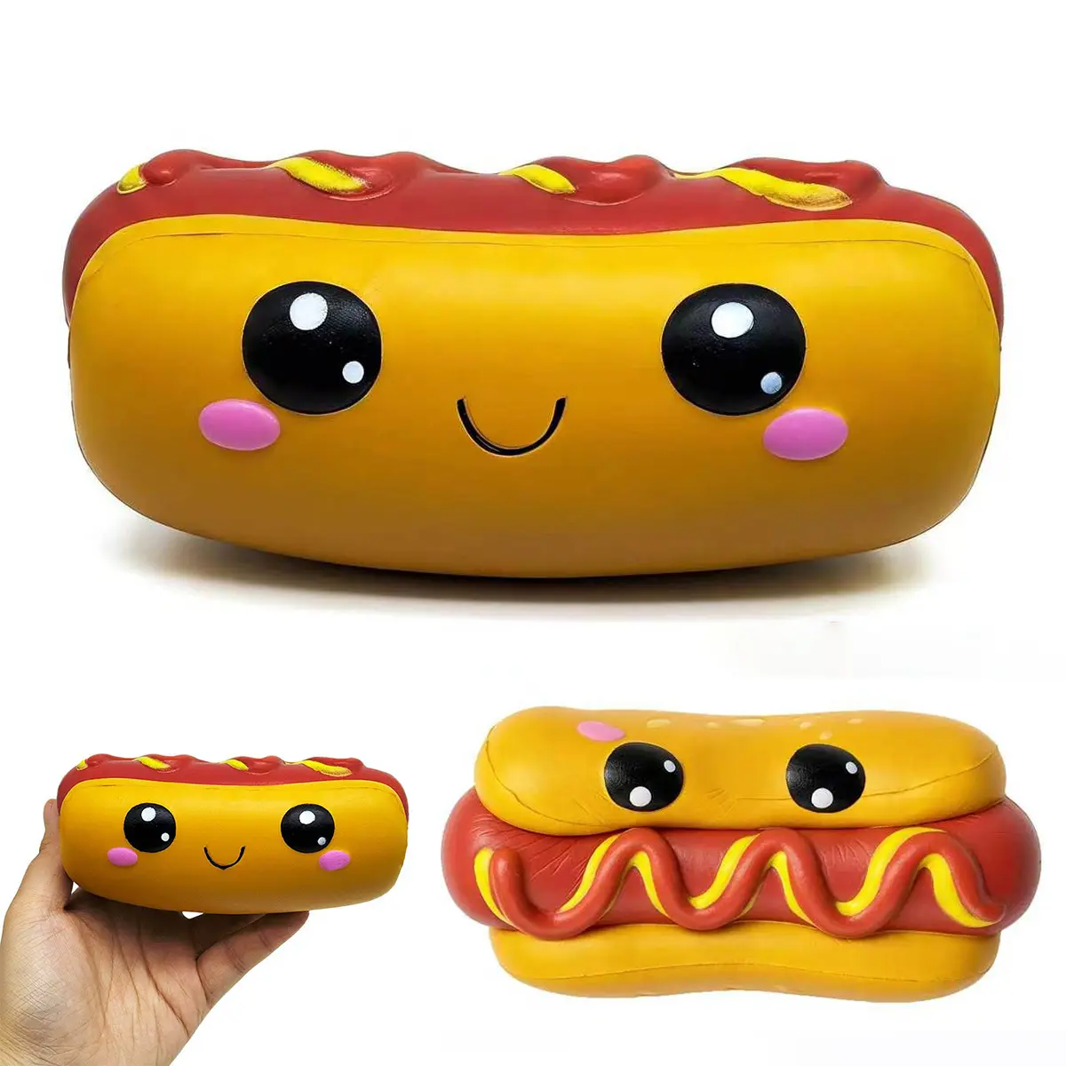Kawaii Hot Dog Squishy Toy | Slow Rising Soft Squeeze Fidget Toy | Stress Anxiety Relief Food Squishies for Kids Adults