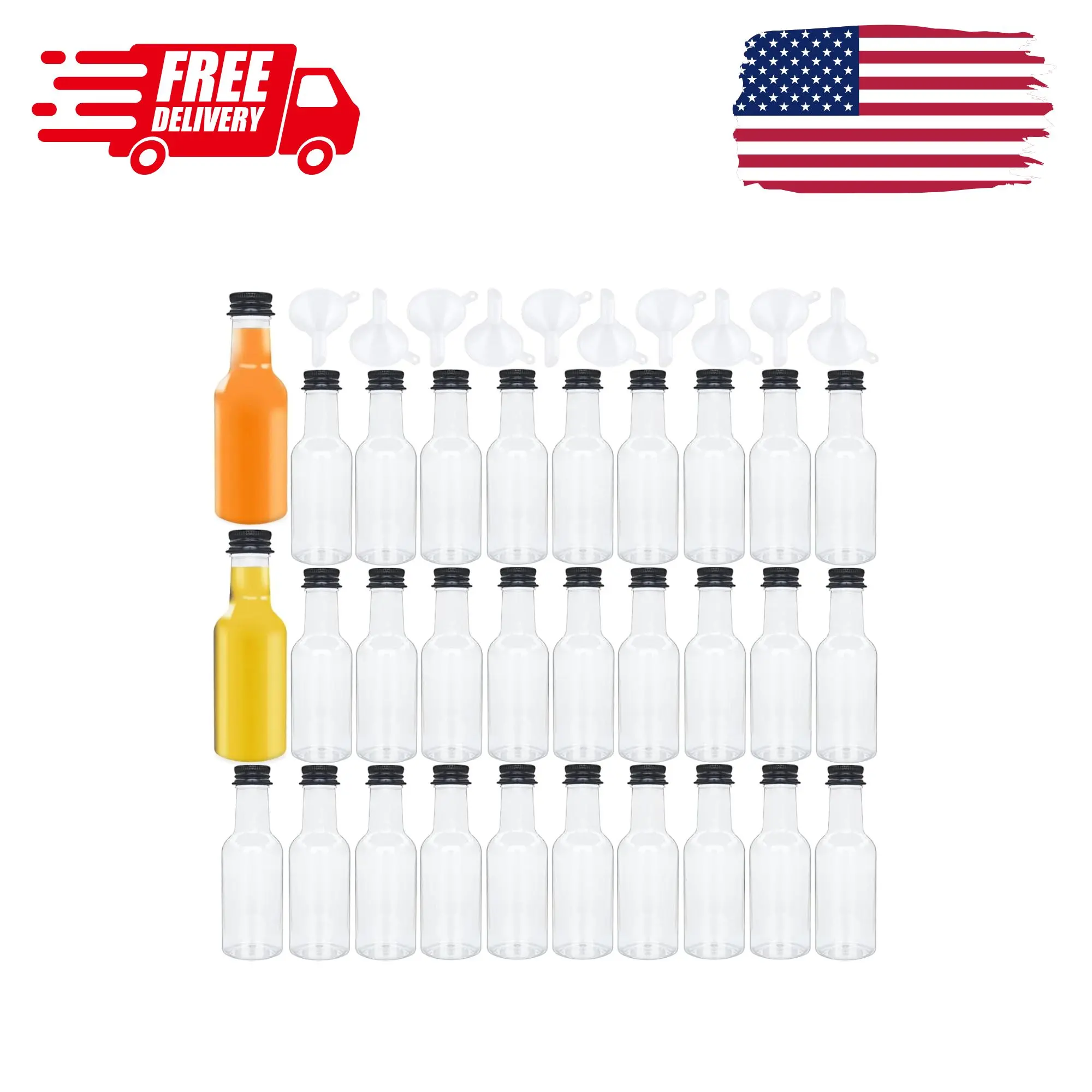 30 Pack 1.7oz Mini Liquor Bottles with Black Cap