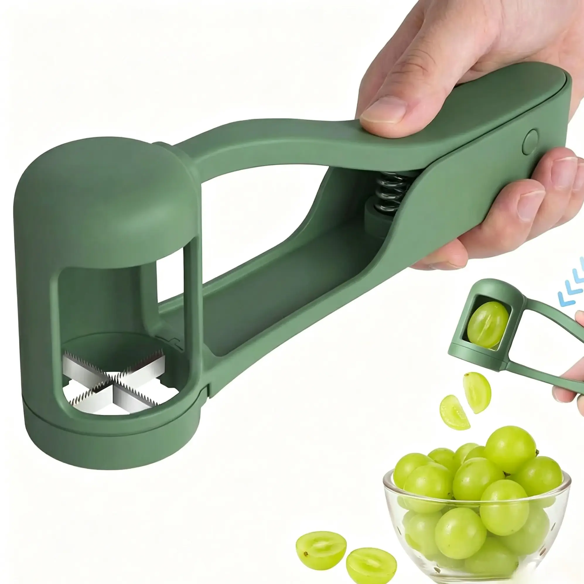 Stainless Steel Blade Fruit Slicer - BPA-Free Kitchen Gadget for Toddlers, Lunch Prep, Baby Food | Grape, Cherry Tomato, Strawberry, Seedless Fruit Cutter | Ideal for Christmas, Mother’s Day