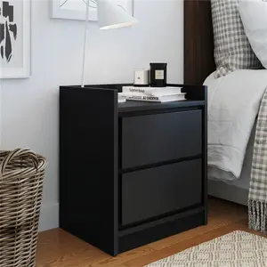 212 MAIN RestRite Amelia Low Profile Modern Nightstand - 1-Size Wood Bedside Table with Easy Setup, Push-Spring Mechanism, Nightstand Bedside Table