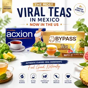 Viral Mexican Bundle Teas - BypassBPRI + Acxion Herbal Tea Bags, 30 Count Each, Natural Blend with Pineapple, Nopal, Lotus Root, Grapefruit & Artichoke, Mexican Herbal Tea, Hot or Cold Beverage