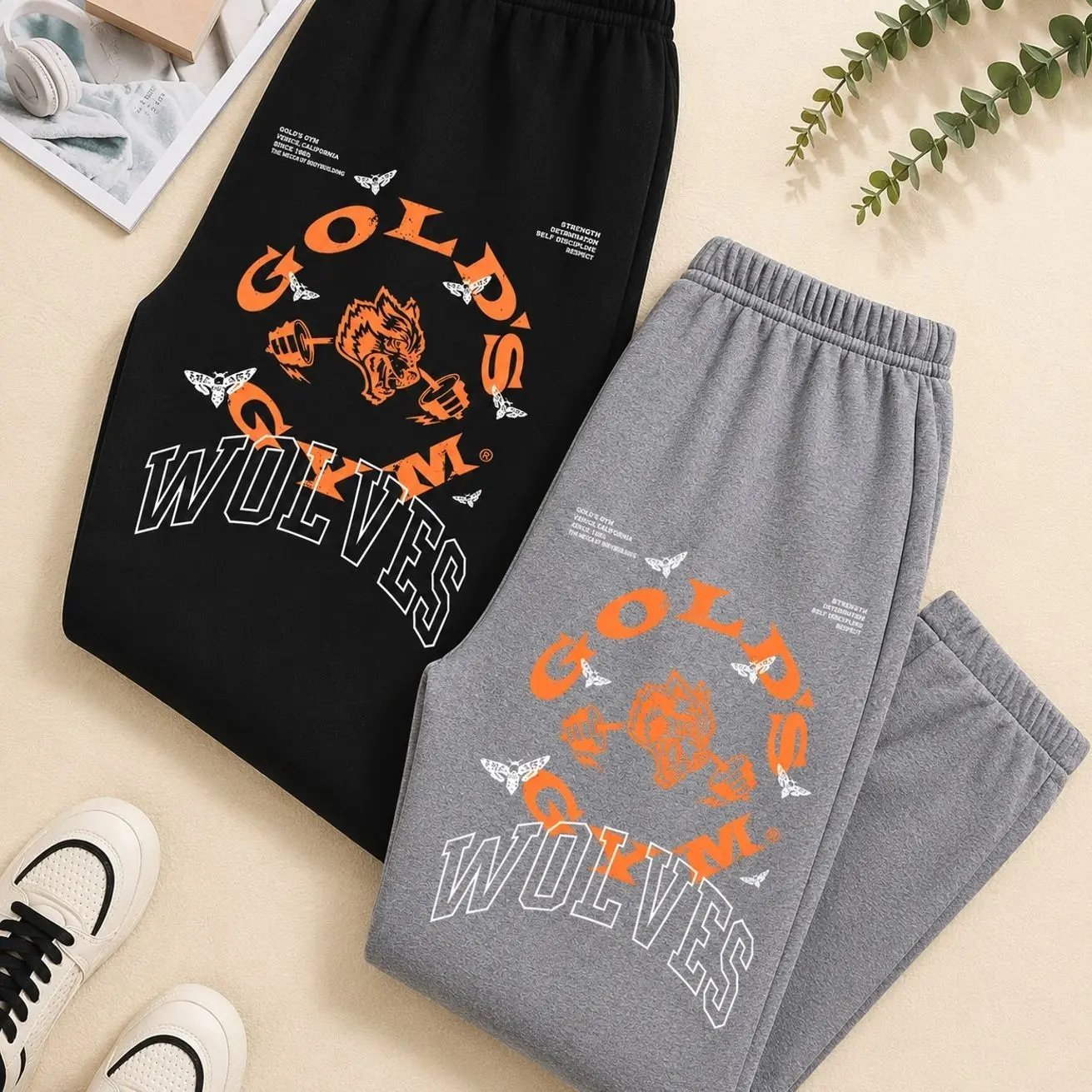 Gold's Gym Wolves Sweatpants - Gym Graphic Design Pants Comfortable Stylish Fit For Gym Enthusiasts 6 V