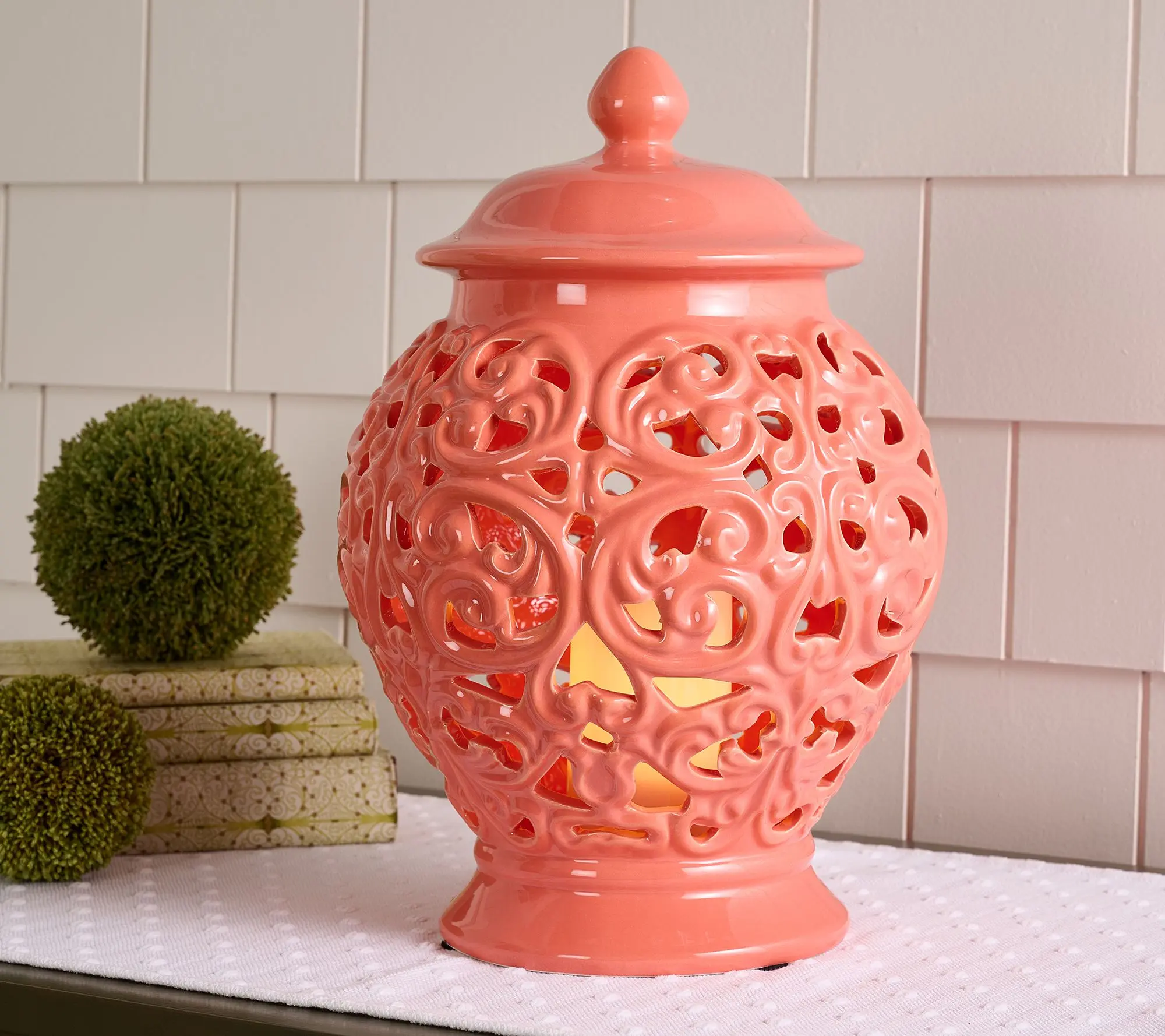 Indoor/Outdoor 16" Flickering Flame Ceramic Urn by Valerie Indoor/Outdoor 16" Flickering Flame Ceramic Urn by Valerie