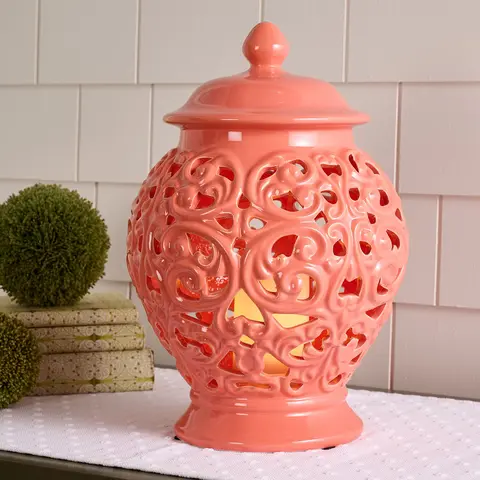 Indoor/Outdoor 16" Flickering Flame Ceramic Urn by Valerie