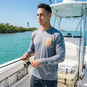 Men's UPF 50+ Quick-Dry Long-Sleeve Fishing Shirt - Breathable Rash Guard, Sun Protection Outdoor Apparel for Fishing, Water Sports