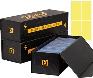 Easy Fold Trading Card Storage Box - 3 PACK, Fits 800 Cards, 200 Toploaders, or 50 One Touch | Magnetic Lid, Comes with Labels