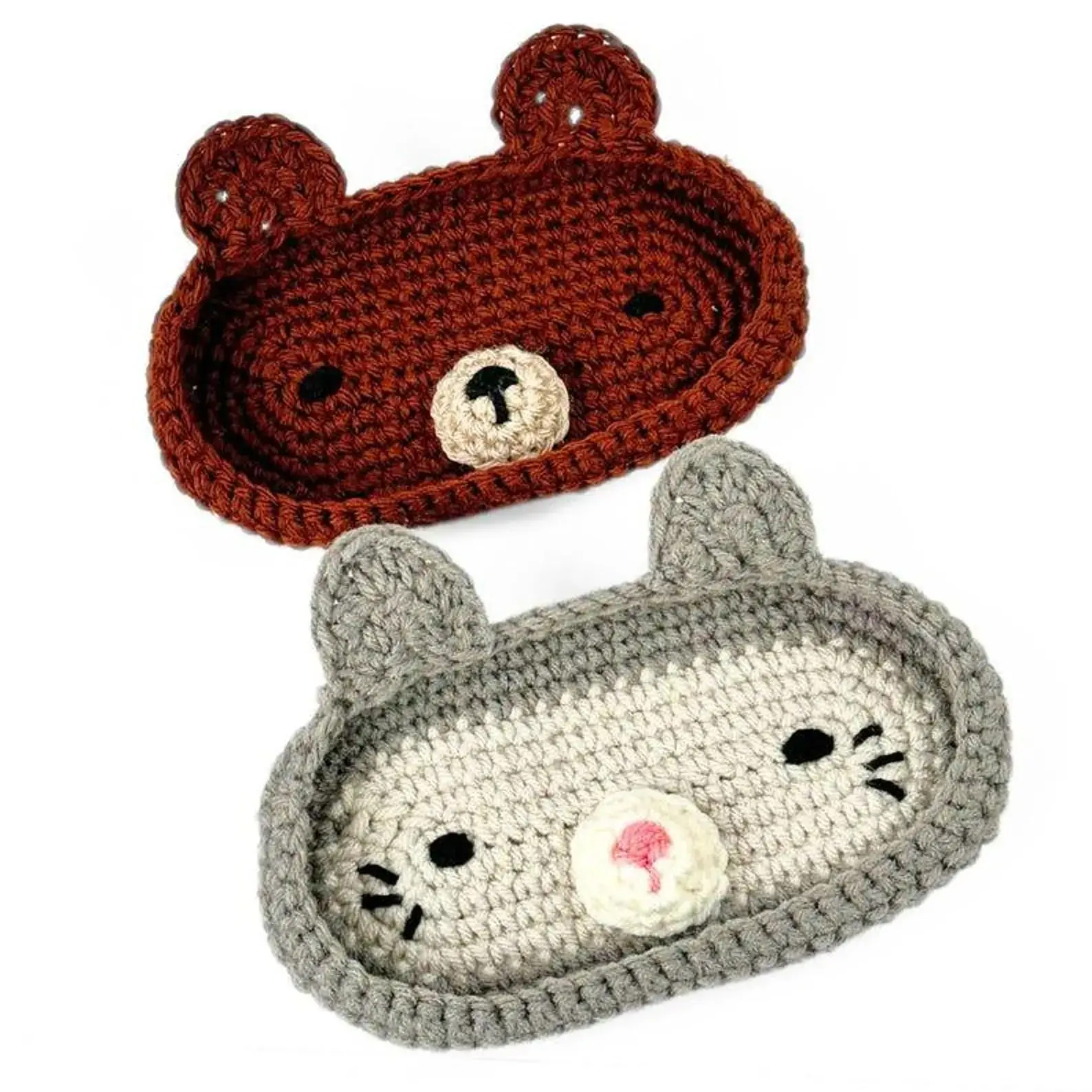 Loppy Puff - Crochet Bear & Cat Eyeglass Holder – Handmade Pet Face Glasses Organizer, Cute Desk Accessory, Gift for Glasses Wearers