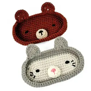 Loppy Puff - Crochet Bear & Cat Eyeglass Holder – Handmade Pet Face Glasses Organizer, Cute Desk Accessory, Gift for Glasses Wearers