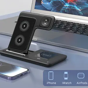 3 In 1 Foldable Wireless Charger, Multifunction Fast Wireless Charging Station for iPhone, Apple Watch & AirPods, Smart Watch Charger, Phone Accessories