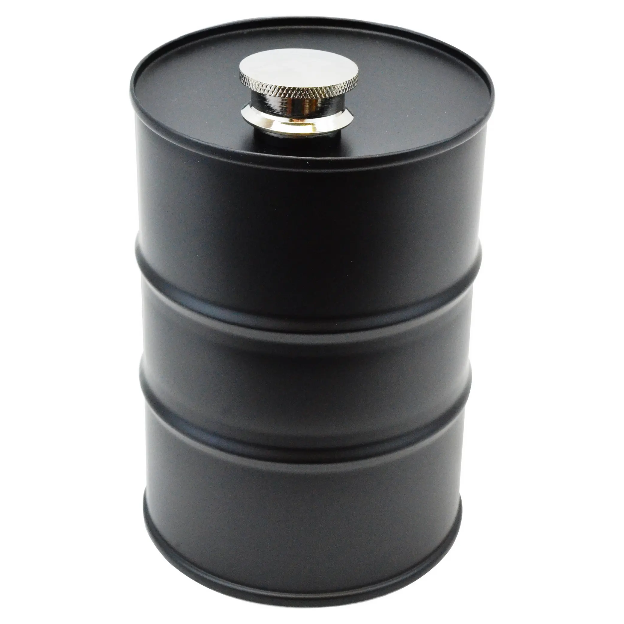 Fairly Odd Novelties Novelty Oil Barrel Flask, Stainless Steel, Matte Black, Fun Gag Gift, Perfect for Whiskey, Bourbon, Vodka, Tequila, Rum, 26 oz