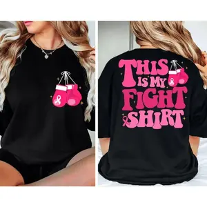 Women Breast Cancer Awareness T-Shirt, Gift for Cancer Awareness Shirt, This is My Fight Shirt, Breast Cancer Shirt,Pink Ribbon Tee-Double-Sided Printing
