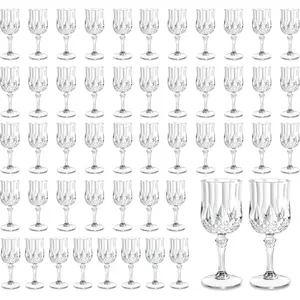 48 count 7oz Plastic  Glasses Drinking Unbreakable Glassware Goblets Cups Transparent Water   Champagne Flutes for Valentine's Day, Parties, Wedding (48, Transparent)