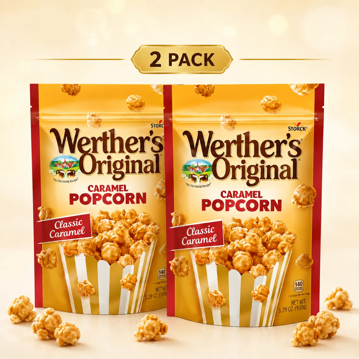 Werther's Original Classic Caramel Popcorn 5.29 oz 2-Pack Sweet Snack Treat
