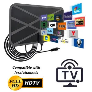 Upgraded 2026 Digital TV Antenna with Signal Booster - Long Range Indoor HDTV Antenna for Local & Free Channels in 4K on Smart TVs, Easy to Install, Black