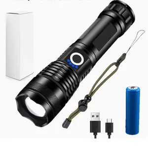 Flashlight LED, 2000LM, Rechargeable, Zoomable, LED Digital Display, Magnetic and Output Port, 7 Lighting Modes, Ultra-Powerful LED Flashlight for Camping/Hiking/Emergency