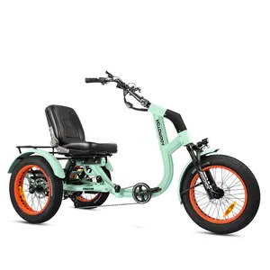ADDMOTOR Freetan M-368X Electric Tricycle for Adults, Full-Suspension Semi-Recumbent 85 Miles Fat Tire Electric Trike,  750W 48V 20AH 380LBS E-Trike, 3 Wheel Electric Bike, Wider Seat, Differential