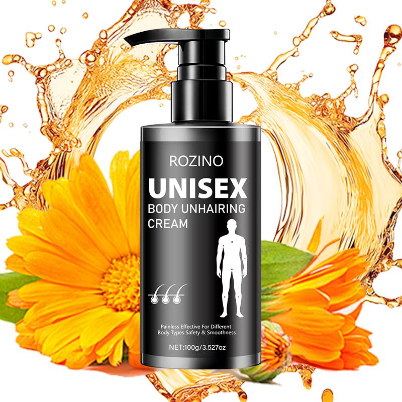 Rozino Body Hair Removal Cream 100g, Black Push Tube, Easy Apply for All Skin Types