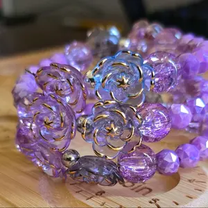 Lavender Flower Memory Wire Bracelet (Multi Colors)