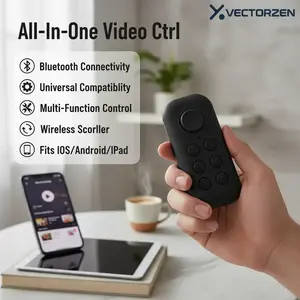 Bluetooth Remote Control for TikTok & Reels, Universal Camera Shutter with Zoom, Wireless Scroller for eBook Page Turner, Compatible with iPhone, Android, iPad - All-in-One Multifunction Video Controller