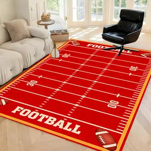 2D flat soccer field diagram suitable for home decoration, bedroom and living room carpets, durable flannel carpets