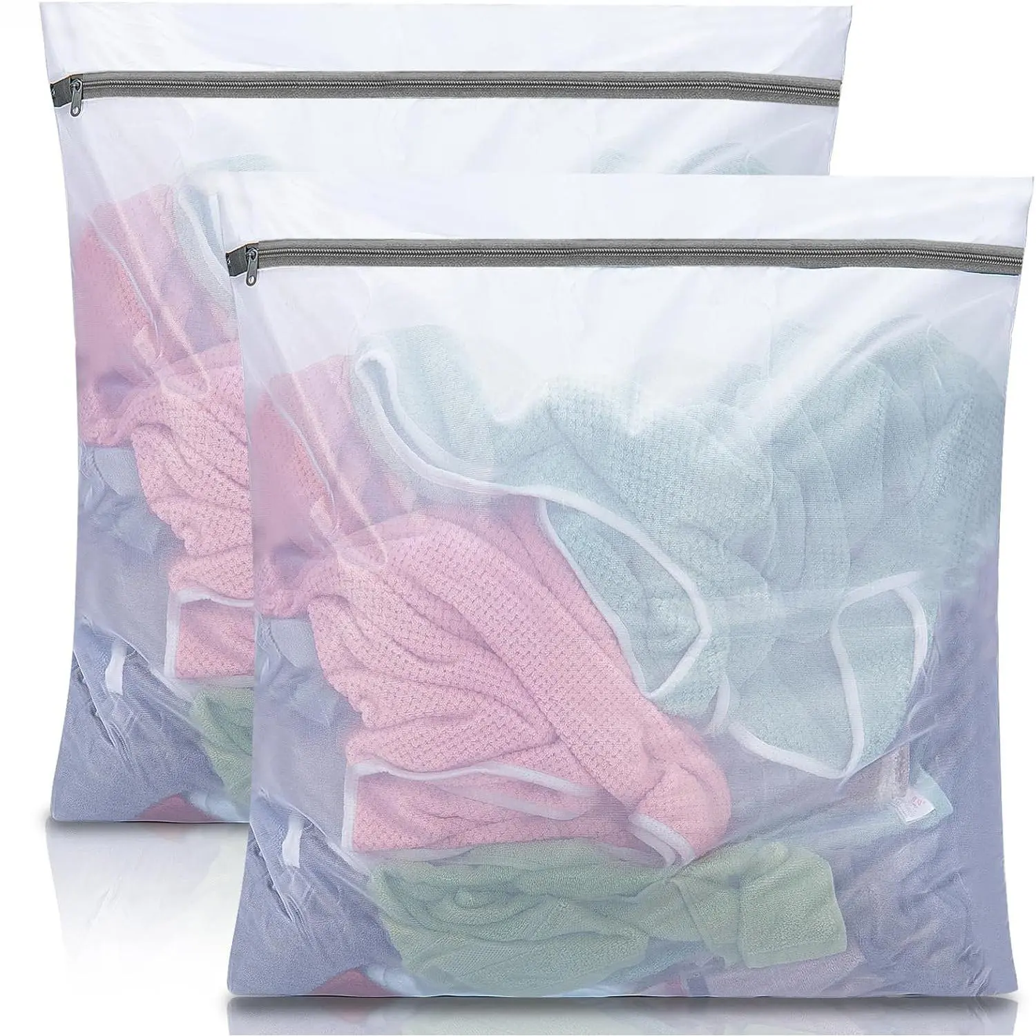 Mesh Laundry Bags for Delicates,30"x30" Laundry Bags Mesh Wash Bags for Washing Machine, Delicate Laundry Bag, Travel Clothing Storage Bags for Cruise, Camping, College (2 Pack)