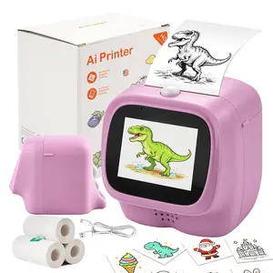 AI-Powered Voice Activated Dinosaur Shape Mini Thermal Sticker Printer for Kids - 6 Art Modes, Portable, Inkless, 2.4G WiFi (Not 5GHz), diy Creative Educational Science & Tech Toy Gift