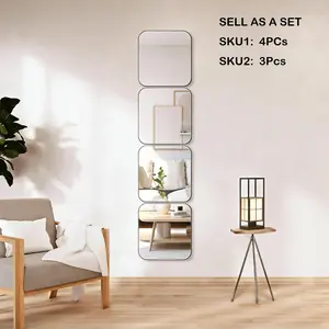 Self-Adhesive Mirror Sticker with Backing Tape, 15x47 Inch Soft Glass Mirror, Home Use Full-Length Mirror, Instagram Style Bedroom Reflective Film