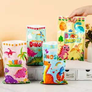 30/50/100 Cartoon Dinosaur Cookie Snack Bags, Reusable Plastic Gift Wrapping Supplies, Party Favor Packs, Perfect for Cookies Candy Party Gifts