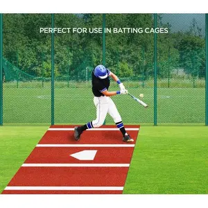 Premium Baseball Batting Mat: 10 x 3.8 ft indoor/outdoor portable baseball/softball hitting mat, non-slip rubber bottom batting cage mat with home plate for batter, pitcher, and catcher training