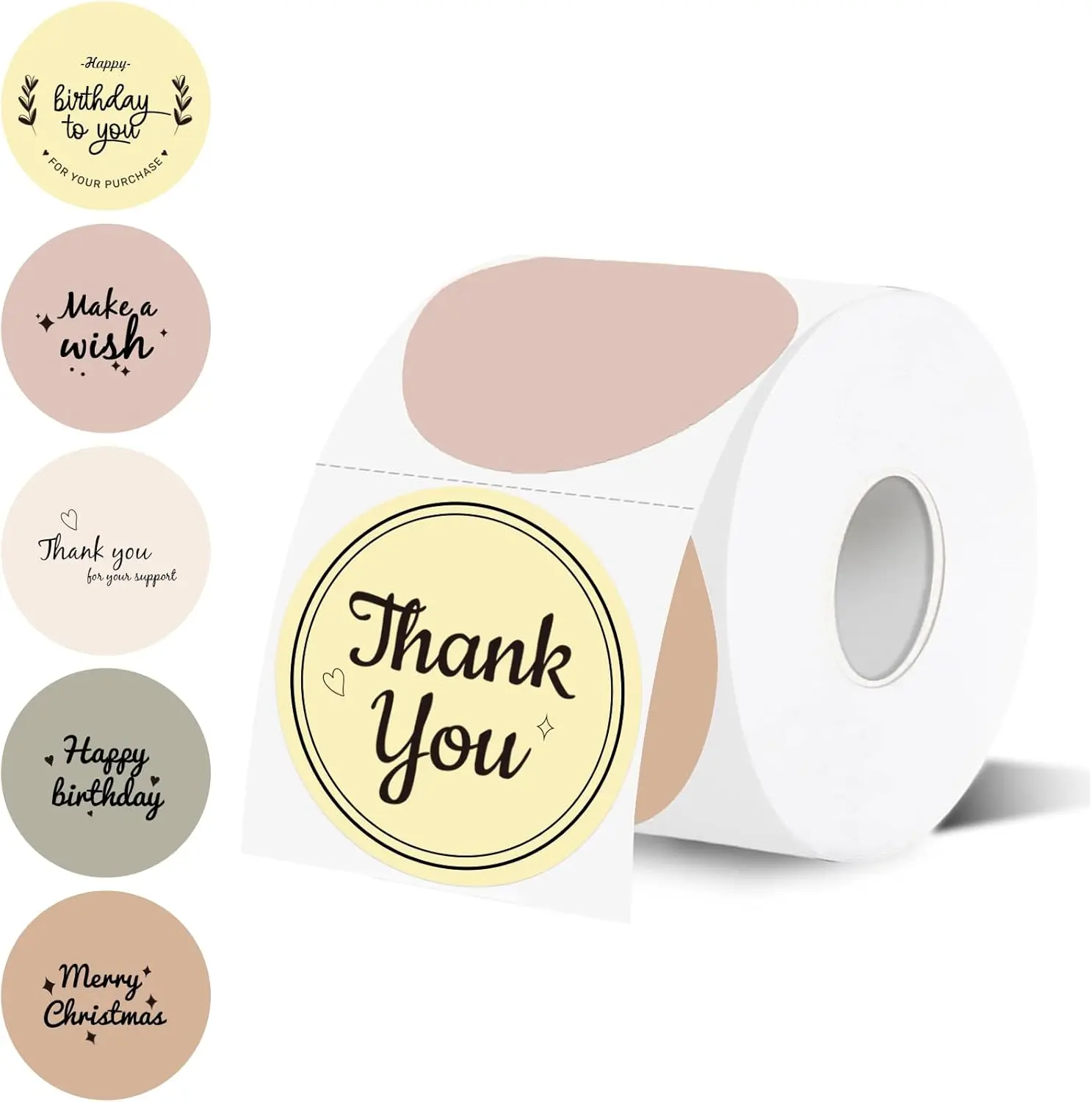 STARBOLING 2x2in Self-Adhesive Round Direct Thermal Labels, High-Clarity Waterproof Blush Pink Office Stickers (500 per Roll, Printing-Compatible) for Business DIY Logo Design, Birthday Uses