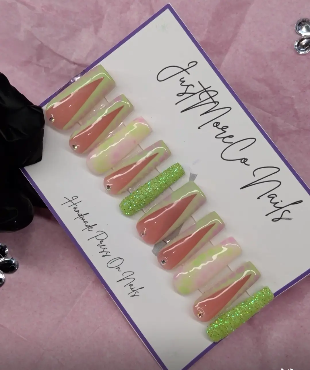 "Sherbet Splash" Press on Nails | Premium Gel-Based | Salon-Quality & Reuseable | 10pc Set