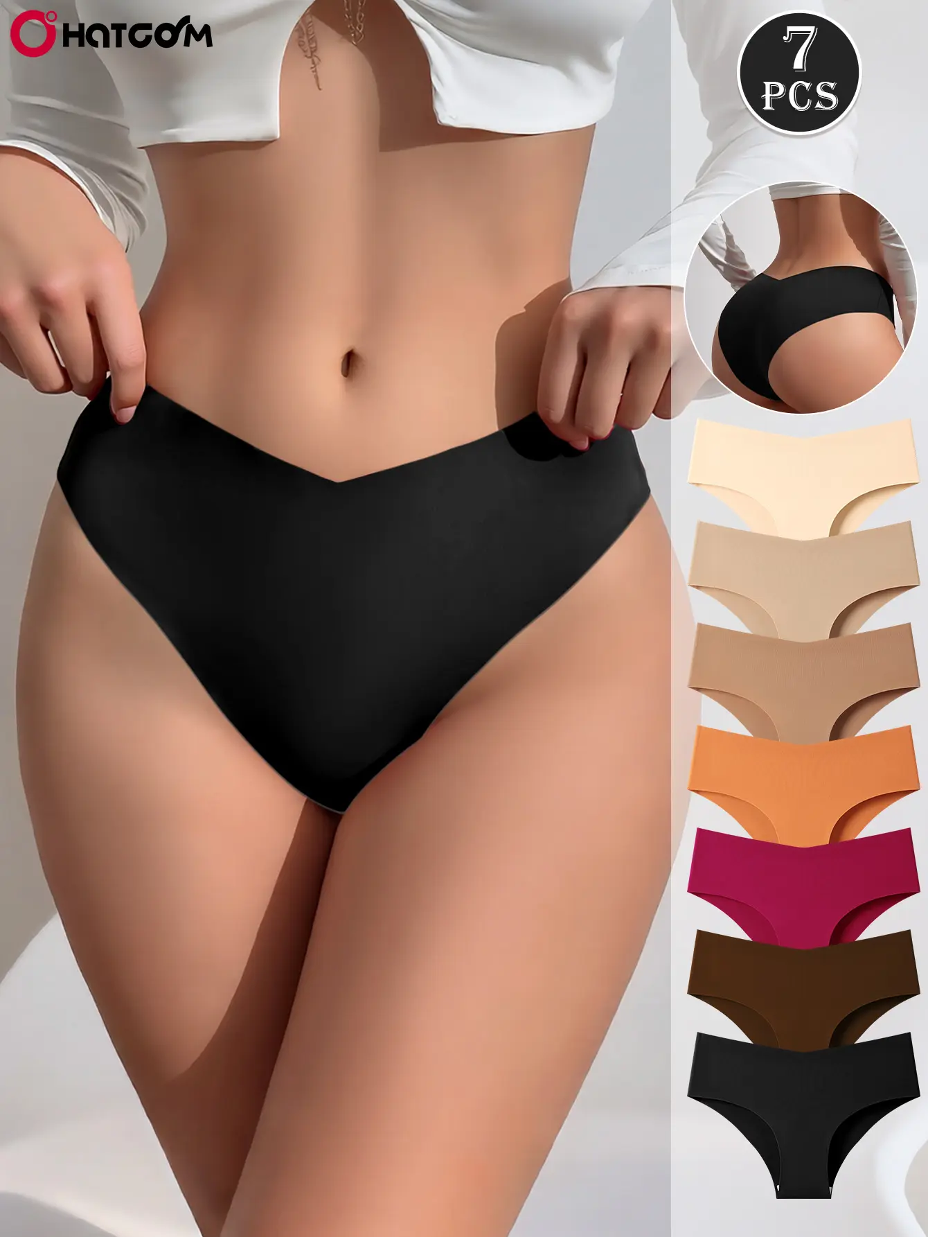 Hotcom Women's 7-Pack Solid Color Seamless Soft Comfy Briefs - Smooth, Elegant Minimalist Style Triangle Underwear for Lady, Everyday All-Season Women's Underwear summerwins
