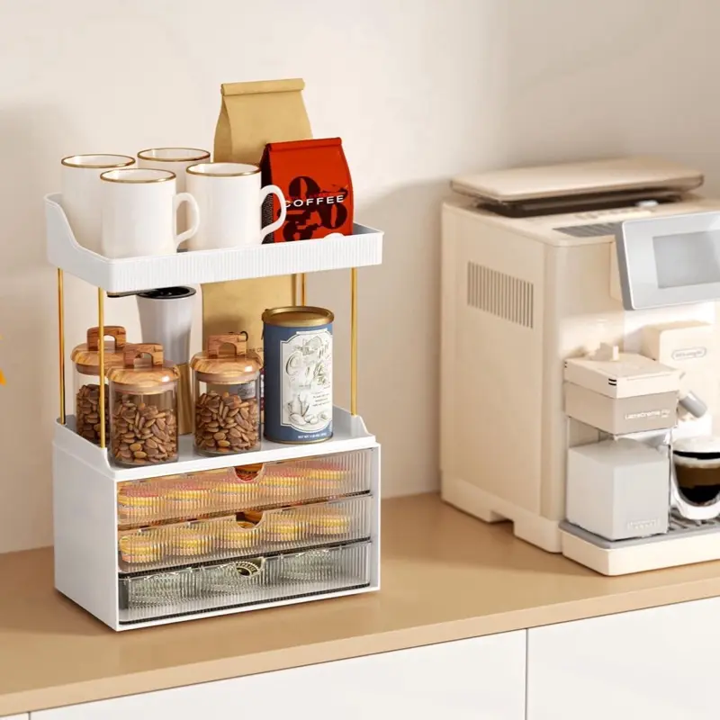 Clear 5-Tier 3-Drawer Bathroom Counter Organizer - Large Size Stackable Containers for Vanity Storage, Skincare, Perfume, Gifting
