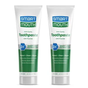 SmartMouth Anti-Cavity + Zinc Toothpaste - Fluoride Toothpaste for Cavity Prevention - Remineralizes Enamel - Sensitive Whitening - Alcohol-Free, Sugar-Free & Gluten-Free - 6 oz, 2-Pack