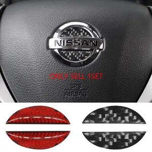 No Drill Red And Black Carbon Fiber Steering Wheel Logo Trim For Nissan Sylphy Teana X-Trail Qashqai Easy Installation Even Beginners Can Do It Dual Color Options