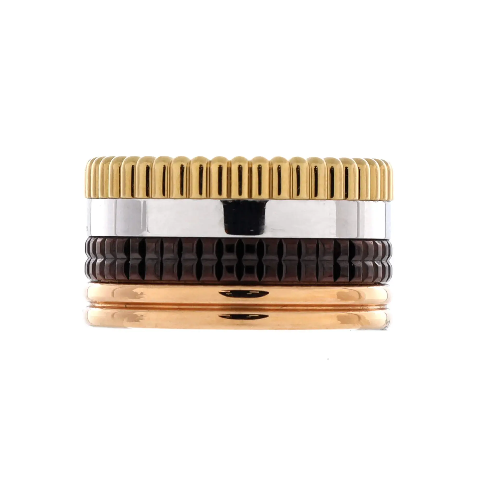 Pre-owned Boucheron Quatre Classique Ring 18K Tricolor Gold and PVD Large by Rebag