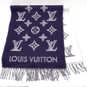 Pre-owned Louis Vuitton Blue/White Wool Scarf T10223168